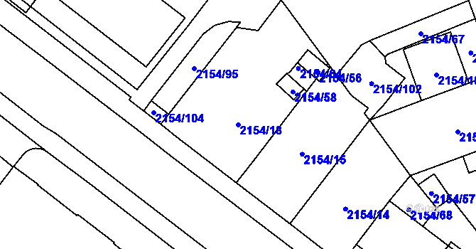 Parcela st. 2154/18 v KÚ Opava-Předměstí, Katastrální mapa