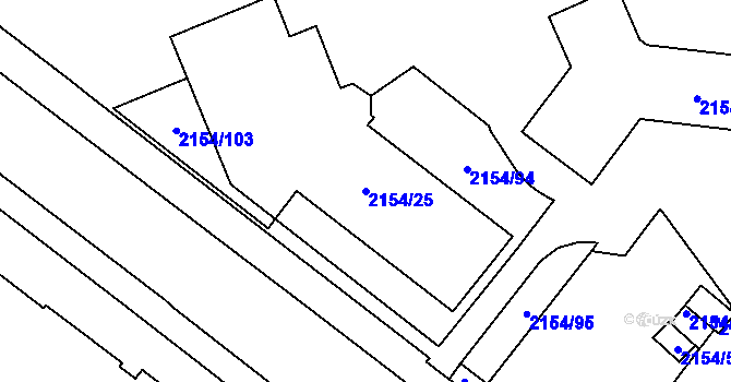 Parcela st. 2154/25 v KÚ Opava-Předměstí, Katastrální mapa