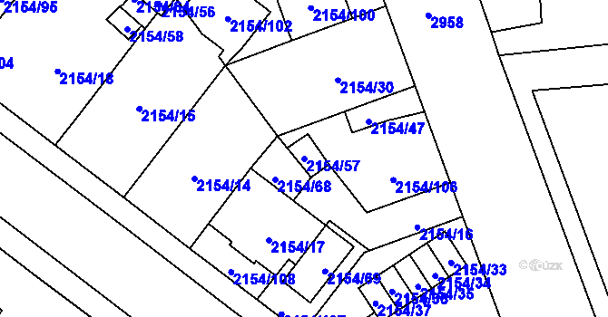 Parcela st. 2154/57 v KÚ Opava-Předměstí, Katastrální mapa