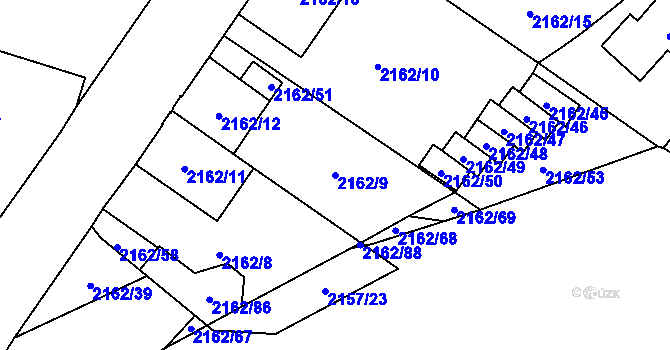 Parcela st. 2162/9 v KÚ Opava-Předměstí, Katastrální mapa