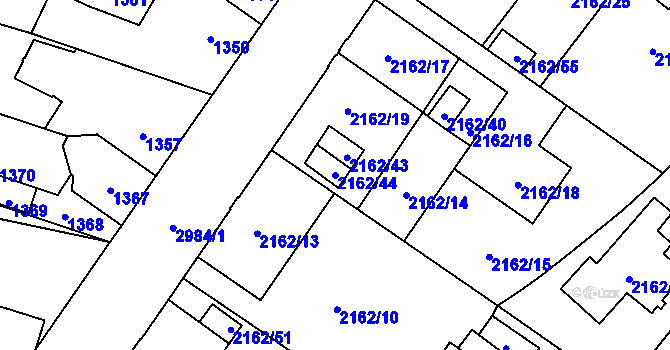 Parcela st. 2162/44 v KÚ Opava-Předměstí, Katastrální mapa