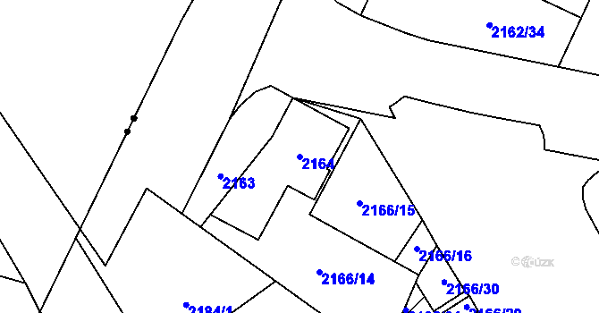 Parcela st. 2164 v KÚ Opava-Předměstí, Katastrální mapa