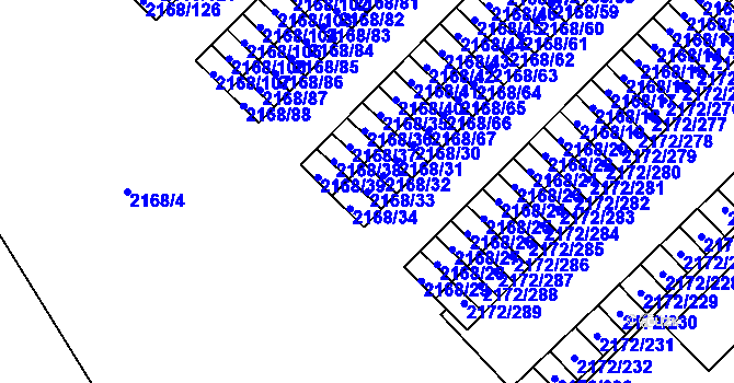 Parcela st. 2168/33 v KÚ Opava-Předměstí, Katastrální mapa