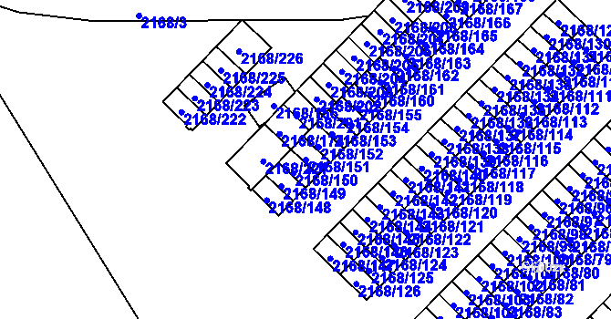 Parcela st. 2168/151 v KÚ Opava-Předměstí, Katastrální mapa