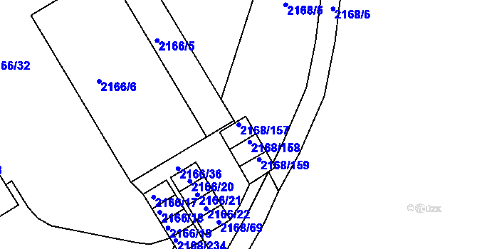 Parcela st. 2168/157 v KÚ Opava-Předměstí, Katastrální mapa