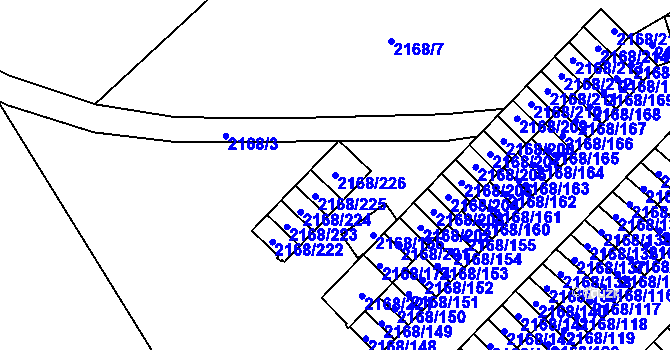 Parcela st. 2168/226 v KÚ Opava-Předměstí, Katastrální mapa