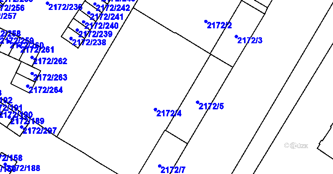 Parcela st. 2172/4 v KÚ Opava-Předměstí, Katastrální mapa