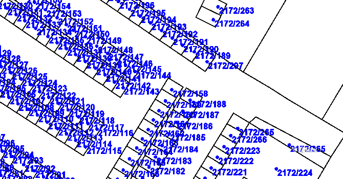 Parcela st. 2172/158 v KÚ Opava-Předměstí, Katastrální mapa