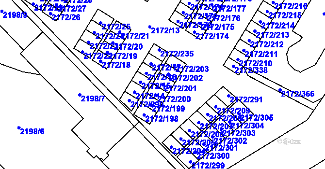 Parcela st. 2172/201 v KÚ Opava-Předměstí, Katastrální mapa