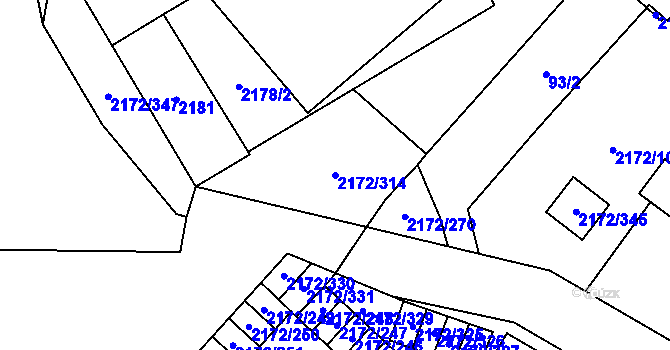 Parcela st. 2172/314 v KÚ Opava-Předměstí, Katastrální mapa
