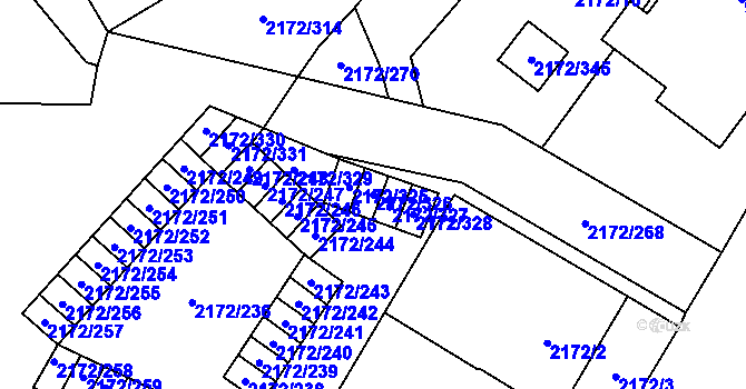 Parcela st. 2172/326 v KÚ Opava-Předměstí, Katastrální mapa