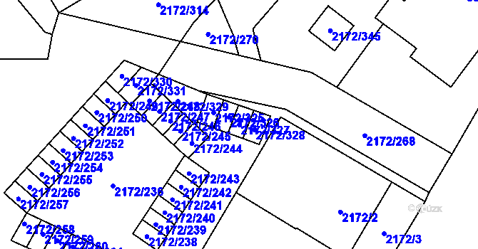 Parcela st. 2172/327 v KÚ Opava-Předměstí, Katastrální mapa
