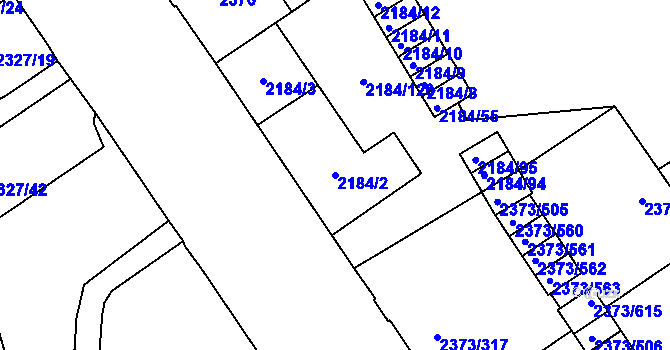 Parcela st. 2184/2 v KÚ Opava-Předměstí, Katastrální mapa