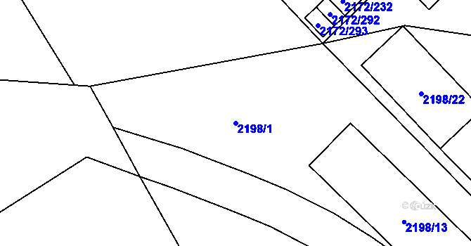 Parcela st. 2198/1 v KÚ Opava-Předměstí, Katastrální mapa