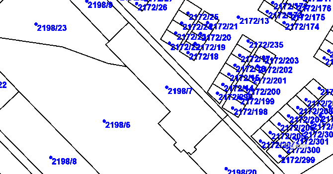 Parcela st. 2198/7 v KÚ Opava-Předměstí, Katastrální mapa