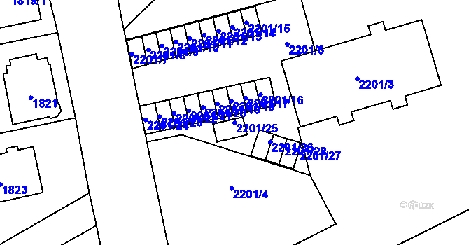Parcela st. 2201/25 v KÚ Opava-Předměstí, Katastrální mapa