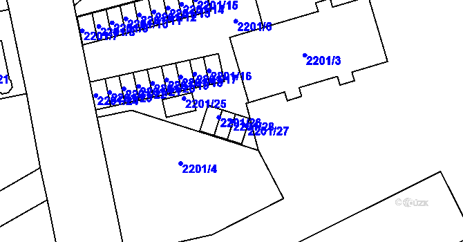Parcela st. 2201/28 v KÚ Opava-Předměstí, Katastrální mapa