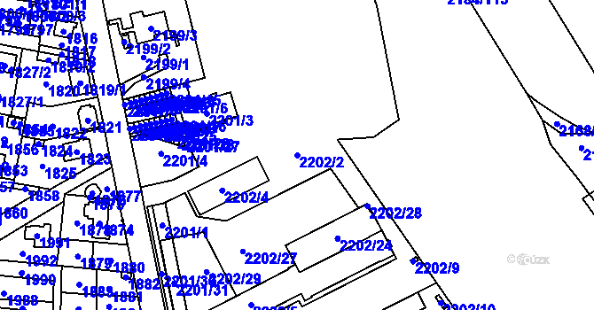 Parcela st. 2202/2 v KÚ Opava-Předměstí, Katastrální mapa