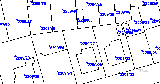 Parcela st. 2209/27 v KÚ Opava-Předměstí, Katastrální mapa
