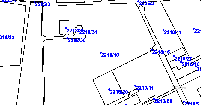 Parcela st. 2218/10 v KÚ Opava-Předměstí, Katastrální mapa