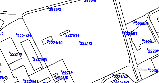 Parcela st. 2221/2 v KÚ Opava-Předměstí, Katastrální mapa