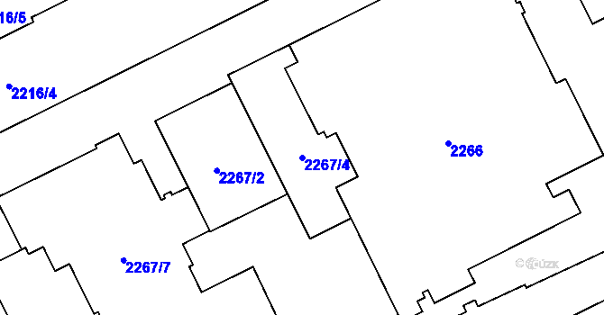 Parcela st. 2267/4 v KÚ Opava-Předměstí, Katastrální mapa