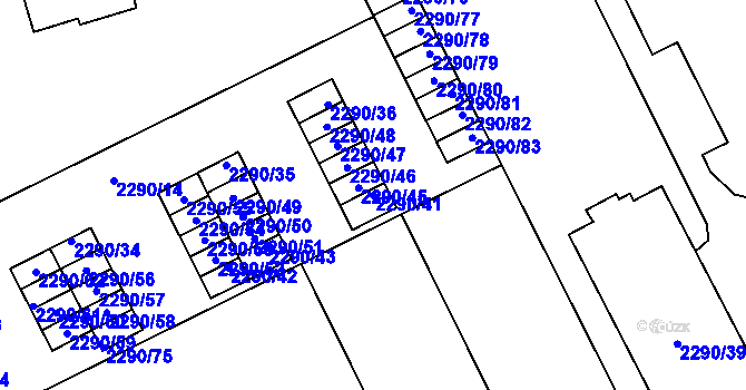 Parcela st. 2290/41 v KÚ Opava-Předměstí, Katastrální mapa