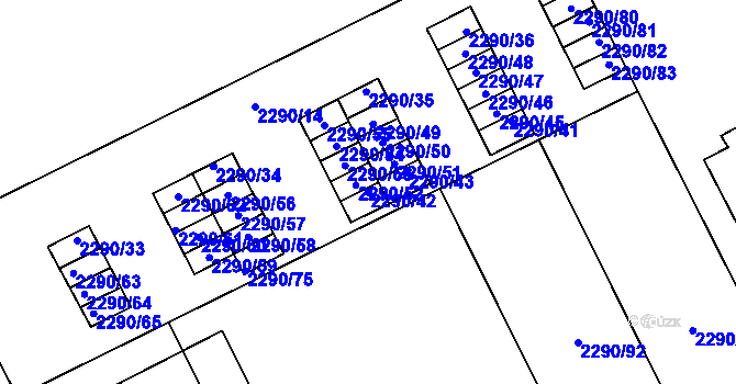 Parcela st. 2290/42 v KÚ Opava-Předměstí, Katastrální mapa