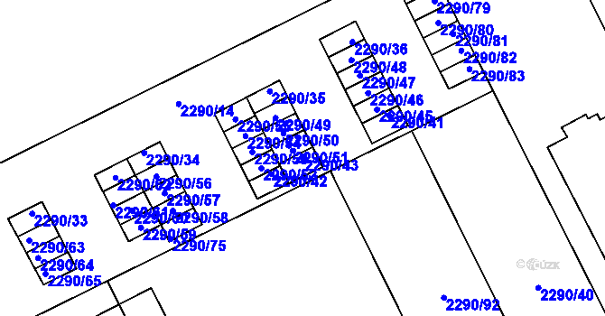 Parcela st. 2290/43 v KÚ Opava-Předměstí, Katastrální mapa