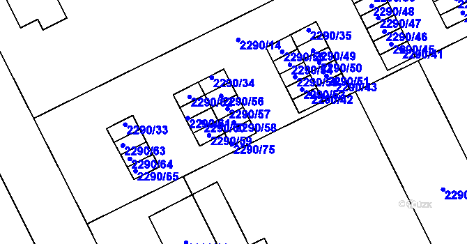 Parcela st. 2290/58 v KÚ Opava-Předměstí, Katastrální mapa
