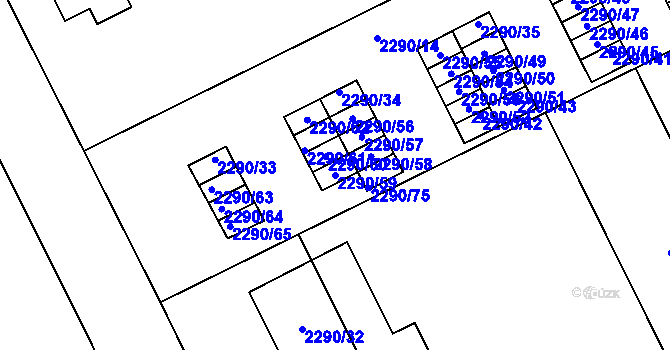 Parcela st. 2290/59 v KÚ Opava-Předměstí, Katastrální mapa