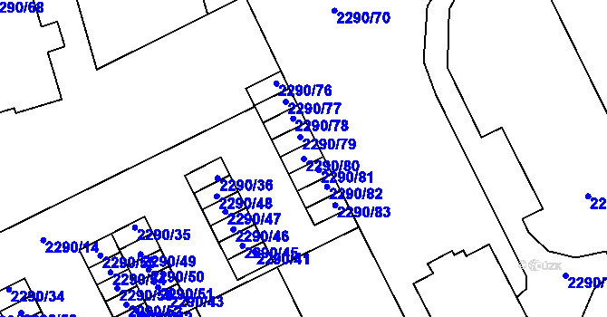 Parcela st. 2290/80 v KÚ Opava-Předměstí, Katastrální mapa
