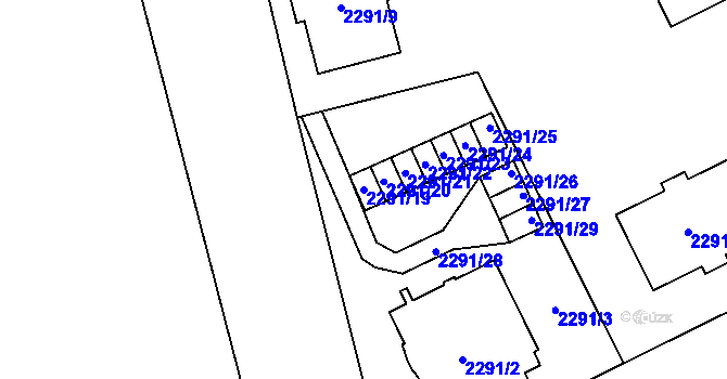 Parcela st. 2291/19 v KÚ Opava-Předměstí, Katastrální mapa