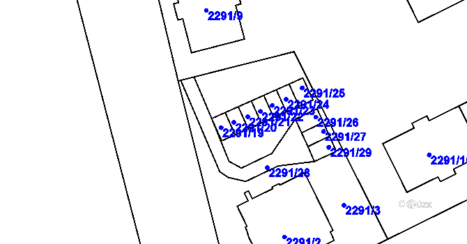 Parcela st. 2291/20 v KÚ Opava-Předměstí, Katastrální mapa