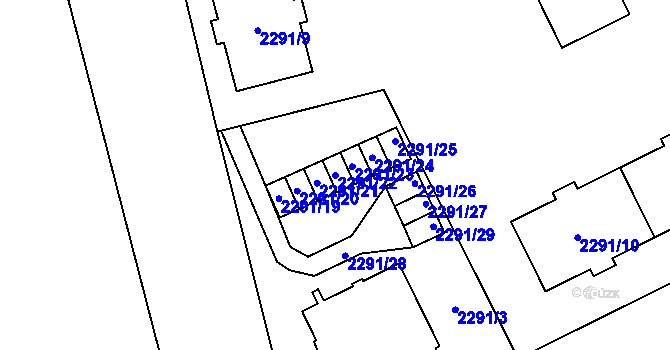 Parcela st. 2291/22 v KÚ Opava-Předměstí, Katastrální mapa