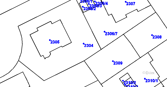 Parcela st. 2304 v KÚ Opava-Předměstí, Katastrální mapa