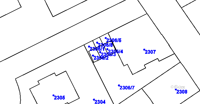 Parcela st. 2306/3 v KÚ Opava-Předměstí, Katastrální mapa