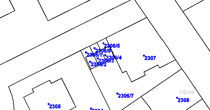 Parcela st. 2306/4 v KÚ Opava-Předměstí, Katastrální mapa