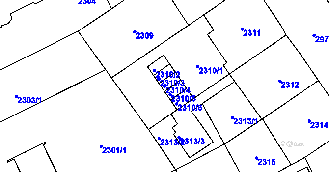 Parcela st. 2310/4 v KÚ Opava-Předměstí, Katastrální mapa