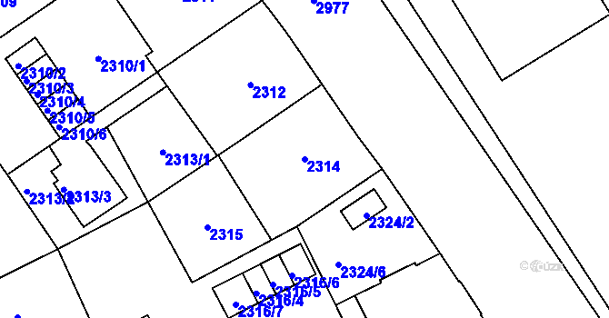 Parcela st. 2314 v KÚ Opava-Předměstí, Katastrální mapa