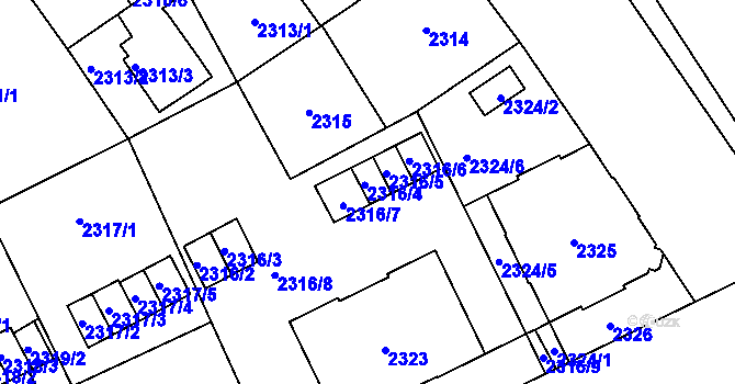 Parcela st. 2316/4 v KÚ Opava-Předměstí, Katastrální mapa