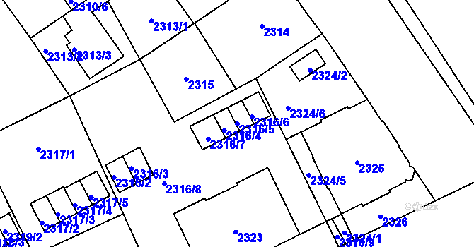 Parcela st. 2316/5 v KÚ Opava-Předměstí, Katastrální mapa