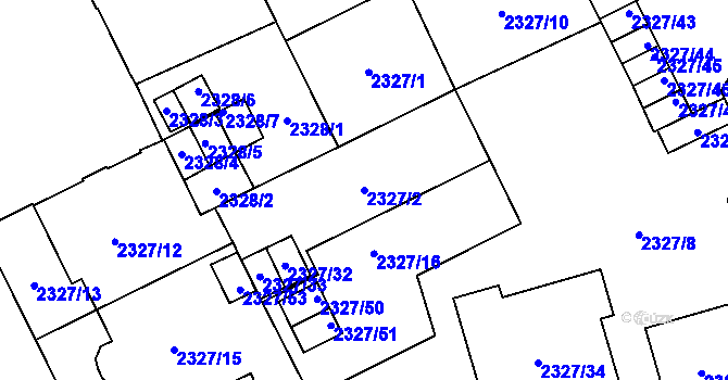 Parcela st. 2327/2 v KÚ Opava-Předměstí, Katastrální mapa