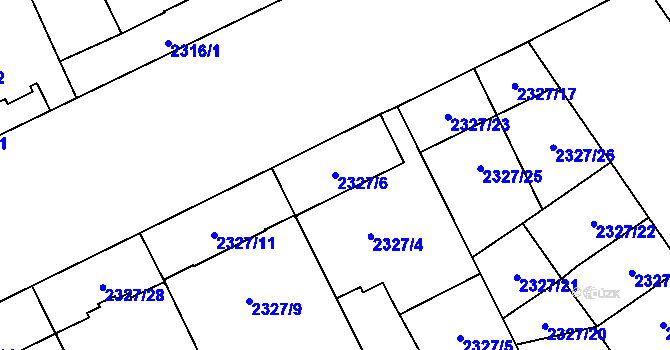 Parcela st. 2327/6 v KÚ Opava-Předměstí, Katastrální mapa