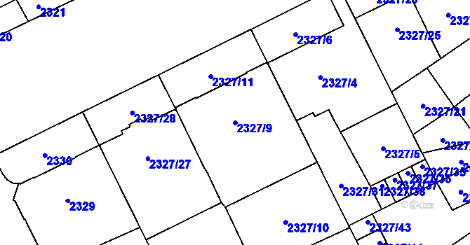 Parcela st. 2327/9 v KÚ Opava-Předměstí, Katastrální mapa