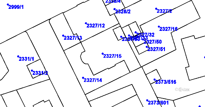 Parcela st. 2327/15 v KÚ Opava-Předměstí, Katastrální mapa