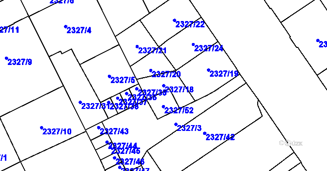Parcela st. 2327/18 v KÚ Opava-Předměstí, Katastrální mapa