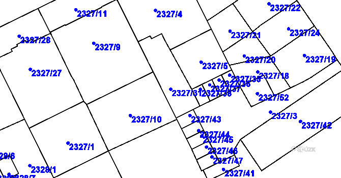 Parcela st. 2327/31 v KÚ Opava-Předměstí, Katastrální mapa