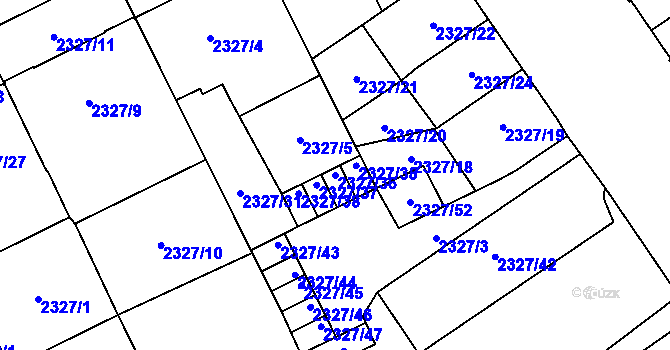 Parcela st. 2327/36 v KÚ Opava-Předměstí, Katastrální mapa