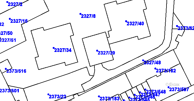 Parcela st. 2327/39 v KÚ Opava-Předměstí, Katastrální mapa